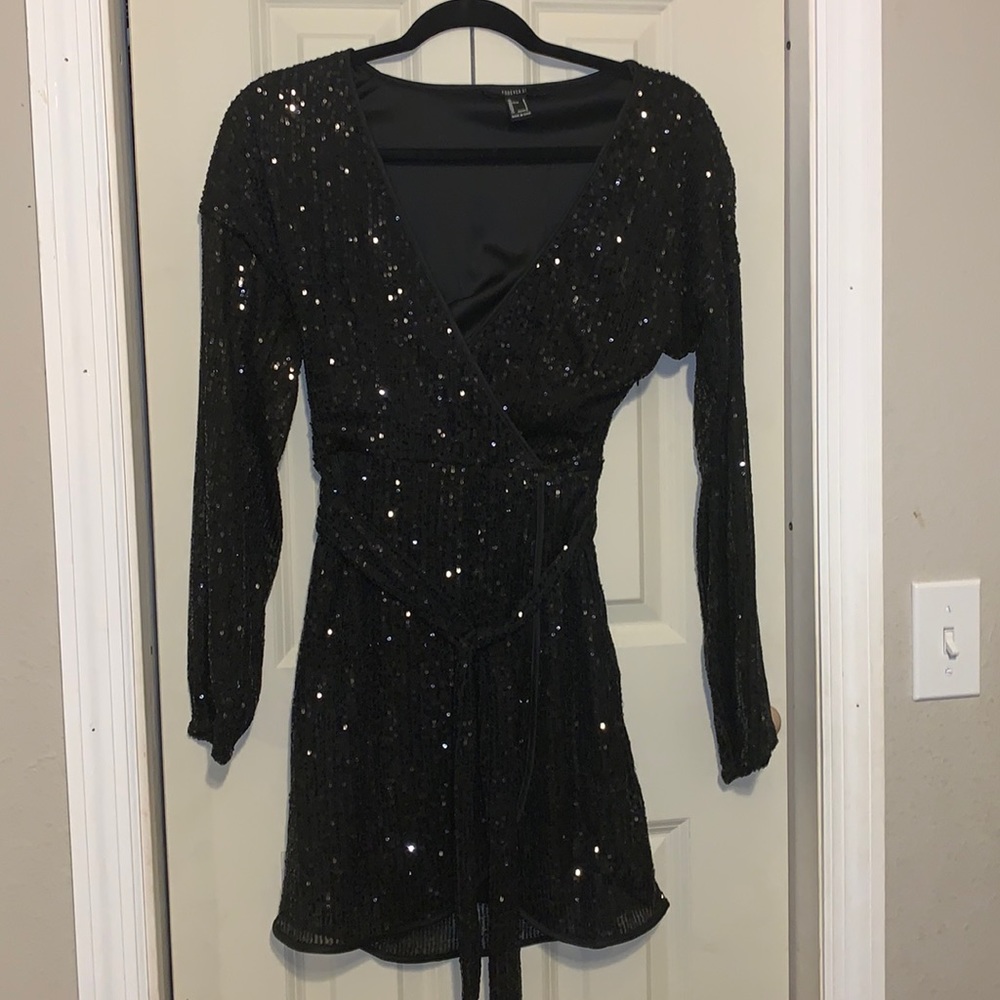 Black shiny dress